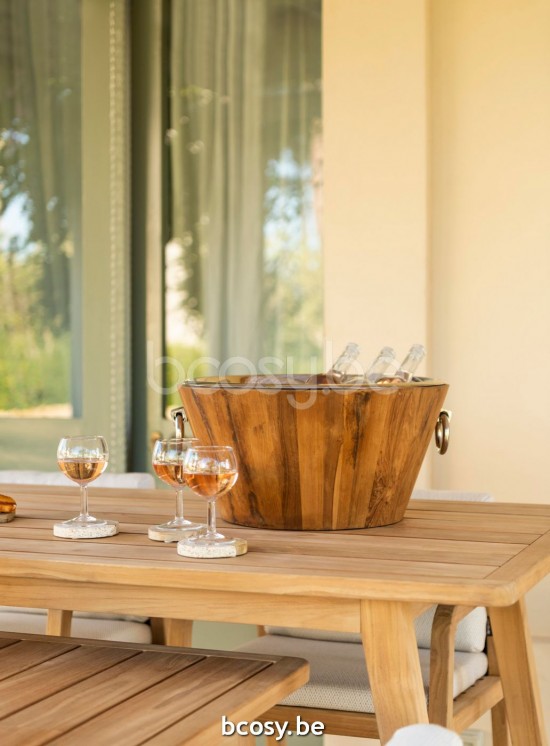Jardinico ANTIBES Round Outdoor Winecooler-champagne Wine Bucket Cooler Bowl Bottle Cooler Ø50 Teak.