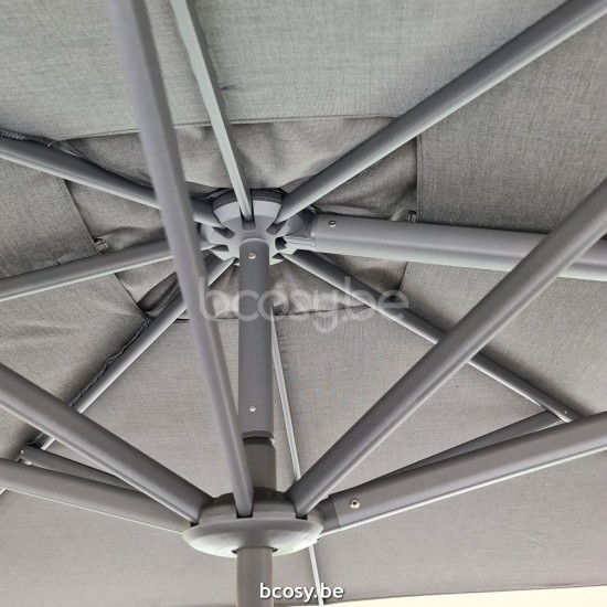 Jardinico AZORE Parasols suspendus deportés pendants décentrés flottants à mât libre décentré.