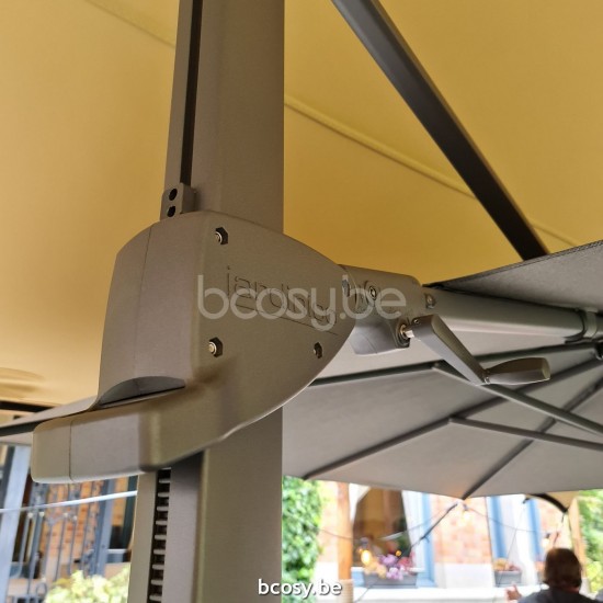 Jardinico AZORE 300x300 Square Cantilever Parasol Pole Black Canopy Black Solution dyed acrylic.