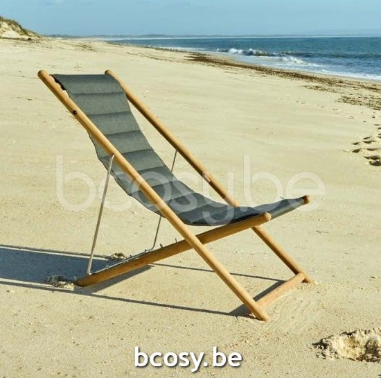 Jardinico BYBLOS Transat Textile En Teck Et Anthracite.