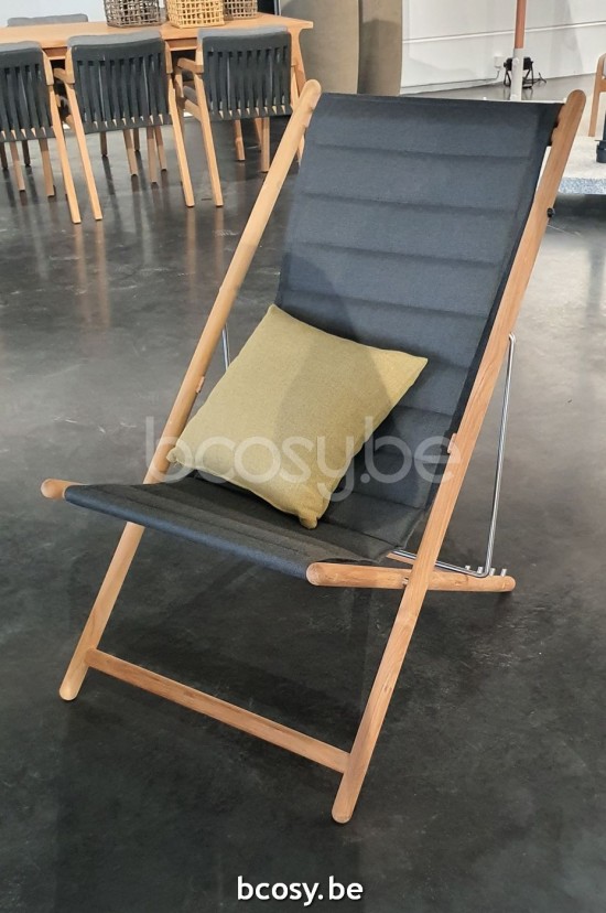 Jardinico BYBLOS Chaise De Plage Textile En Teck Et Anthracite.