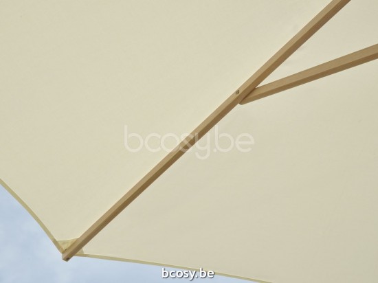 Jardinico CUBA 300x300 Quadratischer Ampelschirm Eukalyptus Mast Stoff Natural Classic-Acryl solids.