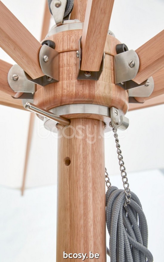 Jardinico CUBA 350XR Round Centerpost Parasol Pole Eucalyptus Canopy Natural Classic-Acryl solids.