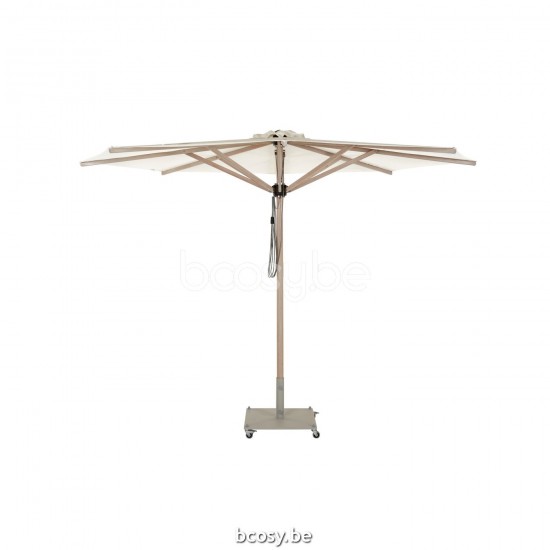Jardinico CUBA 350XR Ronde Middenstam Parasol Ø3,5 Mast Eucalyptus Doek Natural Classic-Acryl solids.