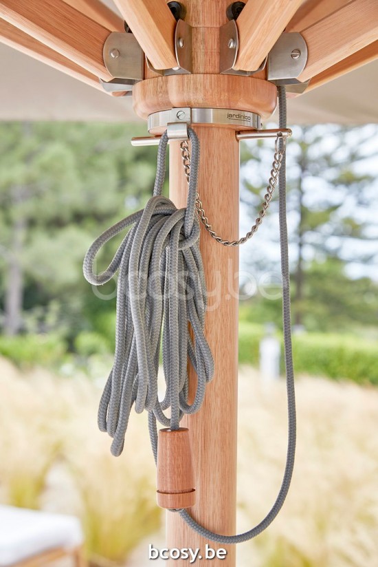 Jardinico CUBA 350XR Round Centerpost Parasol Pole Eucalyptus Canopy Taupe Classic-Acryl solids.