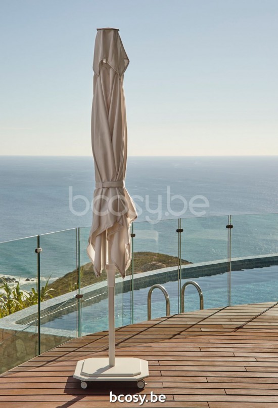 Jardinico JCP102 230x230 Square Centerpost Parasol Pole White Canopy Pearl Sunbrella Plus Marine.