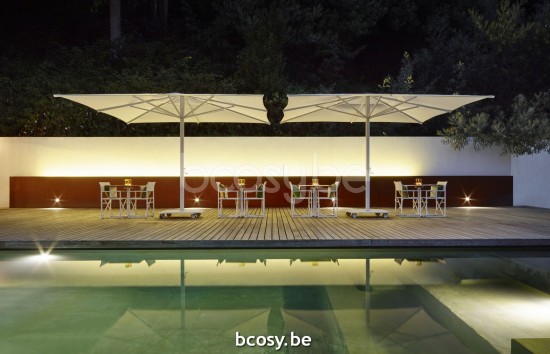 Jardinico CARACTERE JCP201 400x400 Square Central Pole Centerpost Parasol Umbrella 4x4 Pole Mast Post White Powder Coated Aluminium| Canopy-fabrics Pearl Sunbrella Plus Marine.