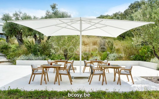 Jardinico JCP202 500x500 Square Centerpost Parasol Pole White Canopy Pearl Sunbrella Plus Marine.