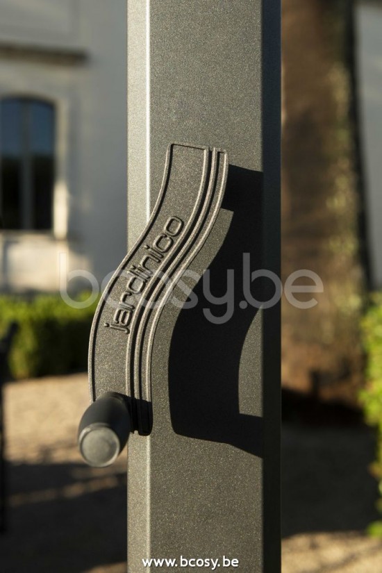 Jardinico JCP203 Ø450 Runder Ampelschirm Anthrazit Mast Stoff Pearl Sunbrella Plus Marine.