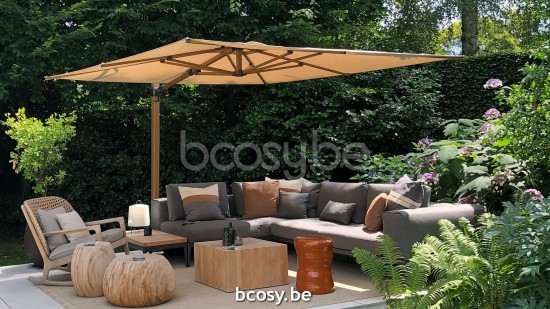 Jardinico JCP301 300x300 Parasol Deporté Mât Teck Alu Toile Cotton Sunbrella Plus Marine.