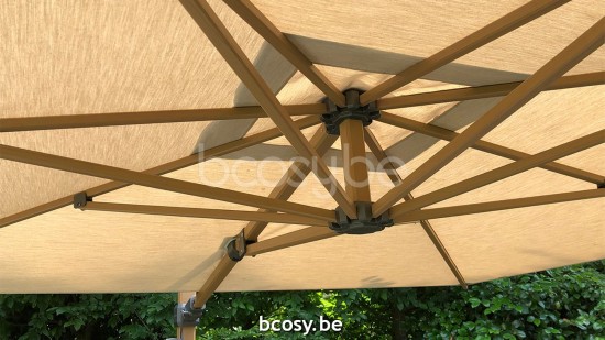 Jardinico JCP301 300x300 Square Cantilever Parasol Pole Alu Teak Canopy Cotton Sunbrella Plus Marine.