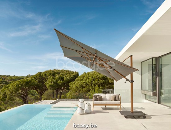 Jardinico JCP301 300x300 Parasol Deporté Mât Teck Alu Toile Umber Sunbrella Plus Marine.