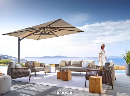 Jardinico JCP301 300x300 Parasol Deporté Mât Antracite Toile Cotton Sunbrella Plus Marine.