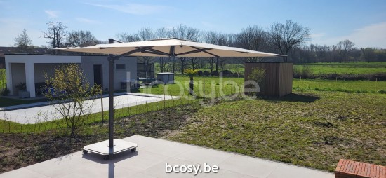 Jardinico JCP301 300x300 Parasol Deporté Mât Noir Toile Cotton Sunbrella Plus Marine.