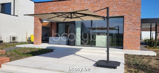 Jardinico CARACTERE JCP301 300x300 Square Sidepost Cantilever Free Pole Mast Floating Parasol 3x3 Pole Mast Post Black Powder Coated Aluminium| Canopy-fabrics Cotton Sunbrella Plus Marine.