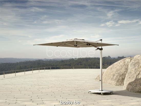 Jardinico JCP302 260x260 Parasol Deporté Mât Blanc Toile Cotton Sunbrella Plus Marine.