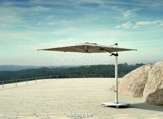 Jardinico JCP302 260x260 Quadratischer Freiarmschirm Weisser Mast Stoff Cotton Sunbrella Plus Marine.