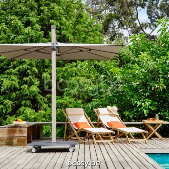 Jardinico JCP302 260x260 Square Cantilever Parasol Pole Cappuccino Canopy Cotton Sunbrella Plus Marine.