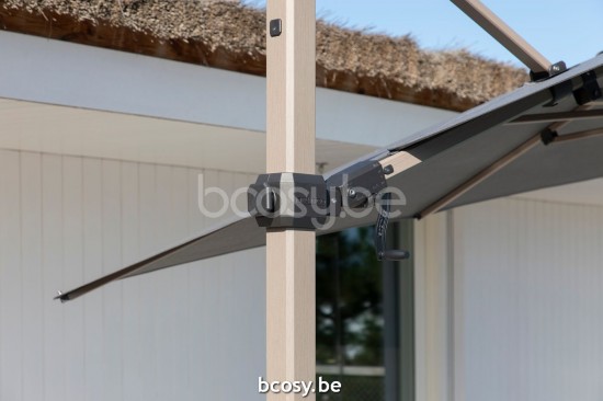 Jardinico JCP302 260x260 Vierkante Vrijhangende Parasol 2,6x2,6 Mast Cappuchino Aluminium Met Structuur Doek Mooncrest Sunbrella Plus Marine UFJCP.302 CARACTERE.