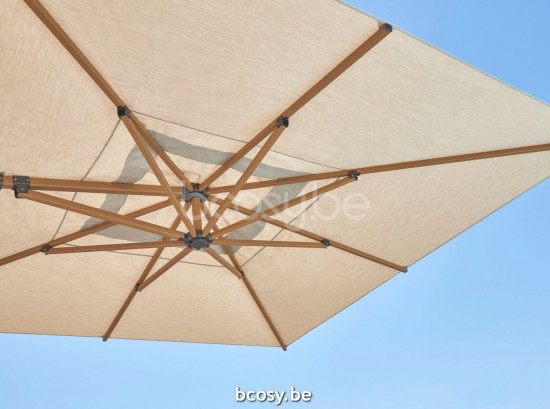 Jardinico JCP401 370x370 Square Cantilever Parasol Pole Alu Teak Canopy Pearl Sunbrella Plus Marine.