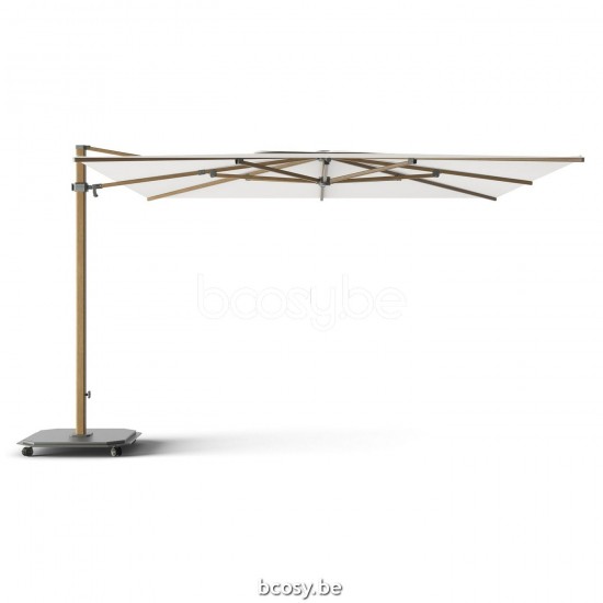 Jardinico JCP401 370x370 Vierkante Vrijhangende Parasol 3,7x3,7 Mast Teak Aluminium Met Structuur Doek Pearl Sunbrella Plus Marine UFJCP.401 CARACTERE.