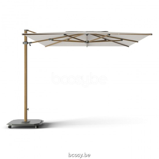 Jardinico JCP402 300x425 Rechthoekige Vrijhangende Parasol 3x4,25 Mast Teak Aluminium Met Structuur Doek Cotton Sunbrella Plus Marine UFJCP.402 CARACTERE.