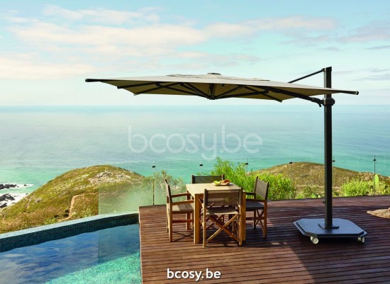 Jardinico JCP402 300x425 Parasol Deporté Mât Antracite Toile Cotton Sunbrella Plus Marine.