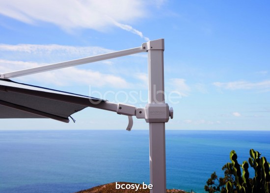 Jardinico CARACTERE JCP403 Ø400 Round Sidepost Cantilever Free Pole Mast Floating Parasol Pole Mast Post White Powder Coated Aluminium| Canopy-fabrics Ice Sunbrella Plus Marine.