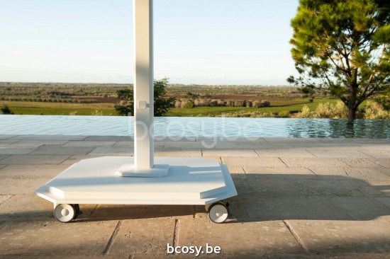 Jardinico JCP404 250B x350 Rechteckiger Freiarmschirm Weisser Mast Stoff Pearl Sunbrella Plus Marine.