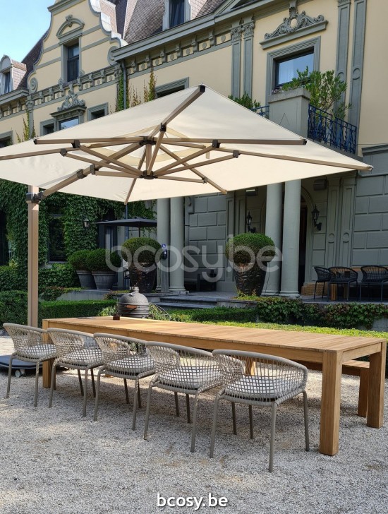 Jardinico CARACTERE JCP404 250B x350 Rectangular Sidepost Cantilever Free Pole Mast Floating Parasol 2,5x3,5 UNIEK MODEL Pole Mast Post Cappuccino Structured Powder Coated Aluminium| Canopy-fabrics Pe.