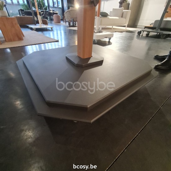 Jardinico JCP404 250B x350 Rechteckiger Freiarmschirm Strukturiertes Teakholz Aluminium Mast Stoff Umber Sunbrella Plus Marine.