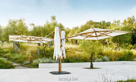 TUUCI OCEAN MASTER MAX SHADE POD CANTILEVERS ALUMA TEAK 4x300x300 Quad sidepost.