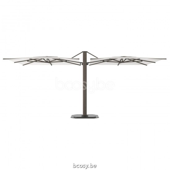 Jardinico JCP601 2x300x300 Combinaison De 2 Parasols Deportés Mât Cappuchino Alu Toile Pearl Sunbrella Plus Marine.