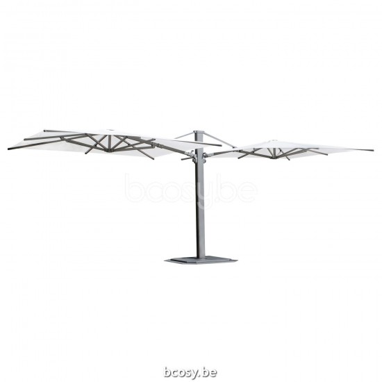 Jardinico JCP601 2x300x300 Dubbele Vierkante Combinatie 2 Vrijhangende Parasols 2x3x3 Mast Antraciet-charcoal Doek Pearl Sunbrella Plus Marine UFJCP.601 CARACTERE.