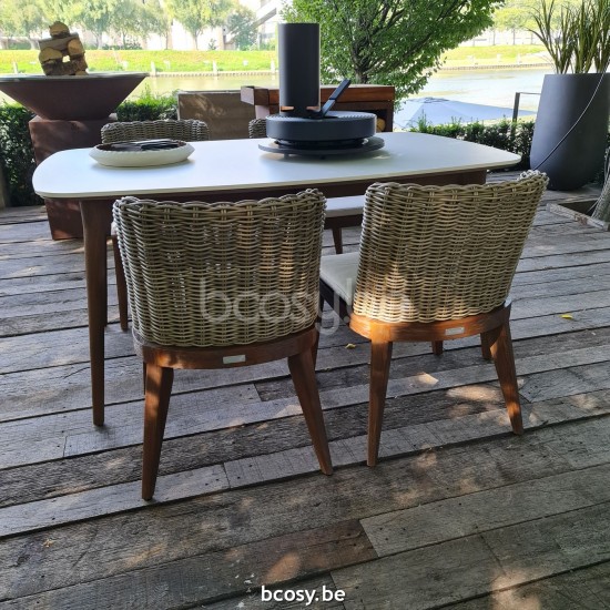 Jardinico LEGNA Rechteckiger Gartentisch Sable Teakholz Ceramic Bianco.