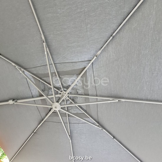 Jardinico LIMA 400x400 Parasol Deporté Mât Lin Toile Gris Nature Classic-Acryl solids.