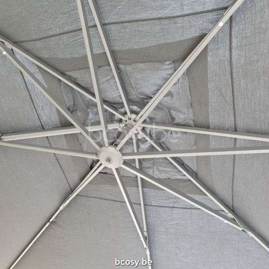 Jardinico LIMA 400x400 Square Cantilever Parasol Pole Linen Canopy Gris Nature Classic-Acryl solids.