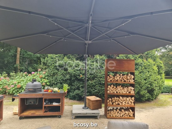 Jardinico LIMA Parasols suspendus deportés pendants décentrés flottants à mât libre décentré.