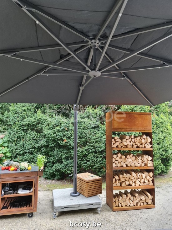 Jardinico LIMA 400x400 Quadratischer Freiarmschirm Anthrazit Mast Stoff Steel Sunbrella.