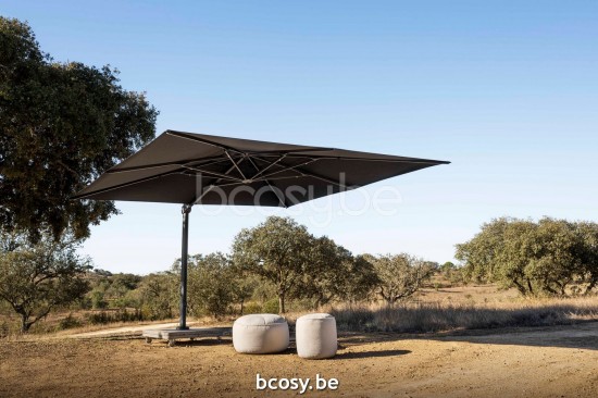 Jardinico LIMA 400x400 Quadratischer Freiarmschirm Schwarzer Mast Stoff Black Classic-Acryl solids.