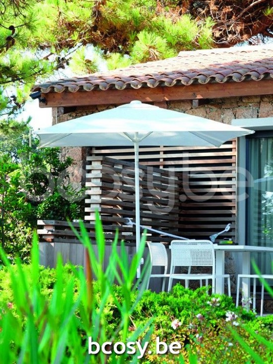Jardinico MALIBU 240x240 Parasol À Mât Central Mât Blanc Toile White Olefin.