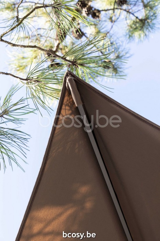 Jardinico MALIBU 240x240 Square Centerpost Parasol Pole Anthracite Canopy Mocca Olefin.