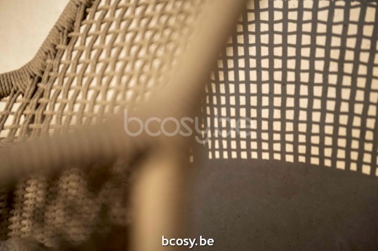 Jardinico MANI Fauteuil Amande alu - Corde amande Brulé.