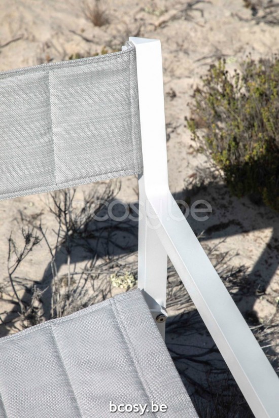 Jardinico MANTRA BISTRO Chaise Réalisateur Textile Blanc Et Argent.