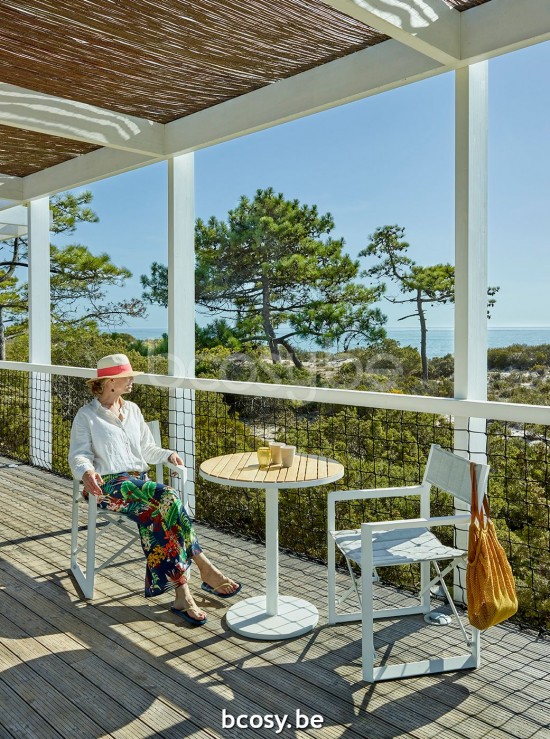 Jardinico MANTRA BISTRO Regiestuhl Weiß - Silber Textil.