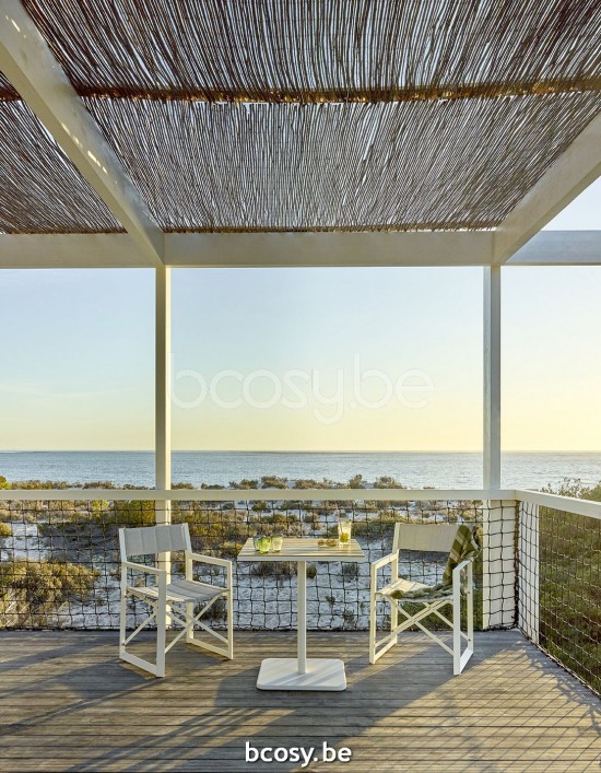 Jardinico MANTRA BISTRO Chaise Réalisateur Textile Blanc Et Argent.