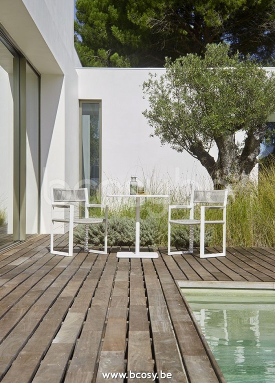 Jardinico MANTRA BISTRO Table De Bistro Bistrot Carré 75x75 Aluminium Thermolaqué En Blanc Mat White.