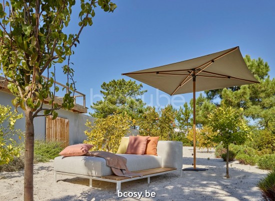 Jardinico MAUROO Chaise Longue With Teak Table White - Teak Vanilla.