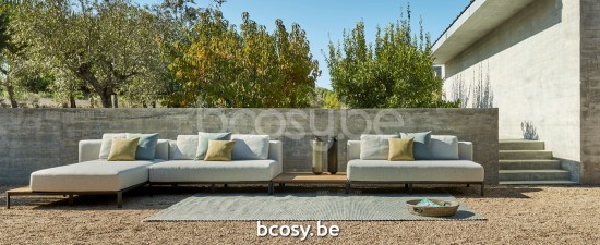 Jardinico MAUROO Chaiselongue Mit Teakholz-tisch Holzkohle - Teakholz Ash.