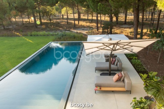 Jardinico MAUROO Chaise Longue With Teak Table Charcoal - Teak Ash.